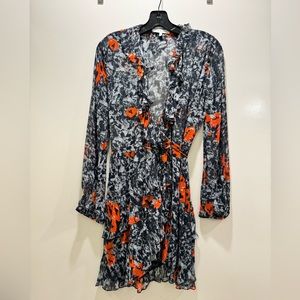 IRO Floral Wrap Dress, size 38/size 6, ruffle details